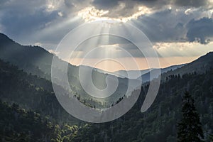 Great Smoky Mountains Gatlinburg TN Sun Rays sunset