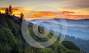 Great Smoky Mountains National Park Scenic Sunrise Landscape photo