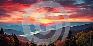 Great Smoky Mountains National Park Scenic Sunset Landscape vacation getaway destination