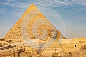 Great Sphinx of Giza in front of the Pyramid of Khafre