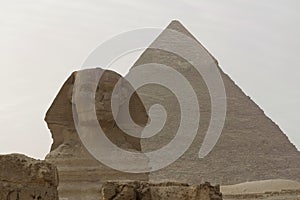 Great Sphinx of Giza and pyramid of Khafre, Egypt