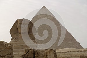 Great Sphinx of Giza and pyramid of Khafre, Egypt