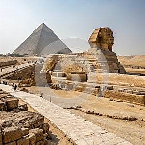 The Great Sphinx of Giza with Pyramids, Egypt photo