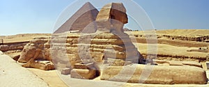 Great Sphinx, Great Pyramid. Giza, Egypt.