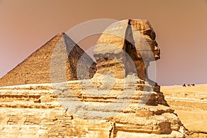 The Great Sphinx and the Pyramid of Cheops in Giza, Egypt