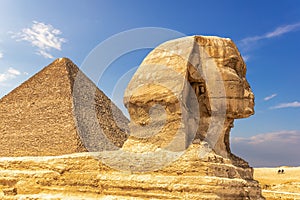 The Great Sphinx and the Pyramid of Cheops, Giza, Egypt