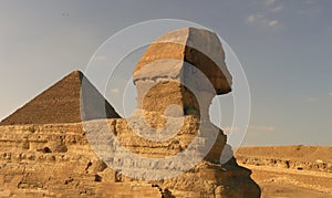 The Great Sphinx with a pyramid of Giza - Cairo - Egypt