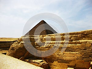 Great Sphinx and Pyramid in the Giza Plateau
