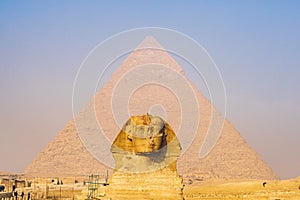 The Great Sphinx and the Pyramid of Khafre in Giza