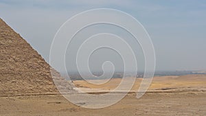 Great sphinx and pyramids. Egypt Cairo. Landscape with Egyptian pyramids, Great Sphinx and silhouettes Ancient symbols and