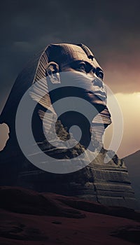 Great Sphinx on the West Bank of the Nile in Giza, Egypt, photo reproduction