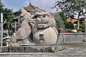 Great stone guardian of the temple, Taiwan