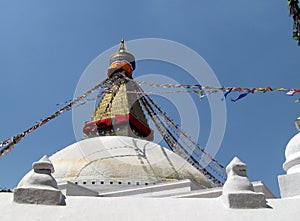 Great Stupa of Boudhanath Kathmandu Nepal with Prayer Flags