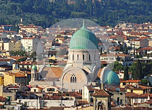 The Great Synagogue of Florence (Tempio Maggiore) seen from Piazzale Michelangelo, Florence, Italy.