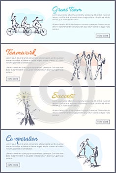 Great Team Web Pages Collection Vector Illustration