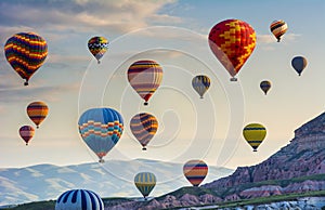 The great tourist attraction of Cappadocia - balloon flight. Cap