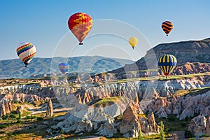 The great tourist attraction of Cappadocia - balloon flight. Cap