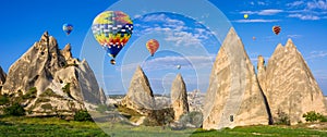 The great tourist attraction of Cappadocia - balloon flight. Cap