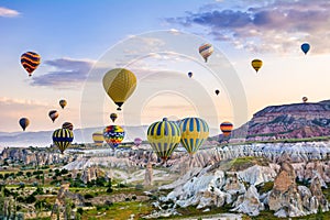 The great tourist attraction of Cappadocia - balloon flight. Cap