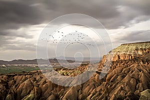 The great tourist attraction of Cappadocia - balloon flight. Cap. Hill, beauty.