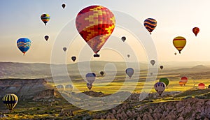 The great tourist attraction of Cappadocia - balloon flight. Cap photo