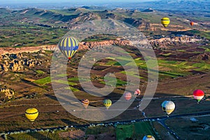 The great tourist attraction of Cappadocia - balloon flight. Cap