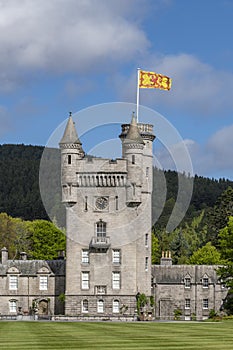 The great tower and The Royal Standard of Scotland Balmoral Castle Scotland