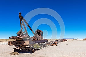 Great Train Graveyard or steam locomotives cemetery at Uyuni, Bolivia