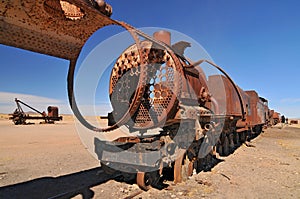 The Great Train Graveyard, train cemetery, and one of the major tourist attractions of the Uyuni area in Bolivia