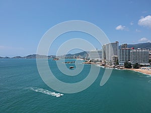 Great view of aerial Acapulco Bay, Mexico