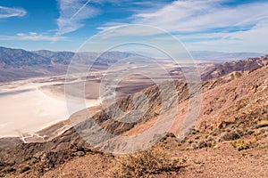 Great view from Dante`s View over the Badwater Basin, Death Valley