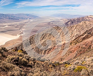 Great view from Dante`s View over the Badwater Basin, Death Valley