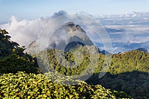 Great view of the foggy at Doi Luang Chiang Dao, High mountain in Chiang Mai Province, Thailand