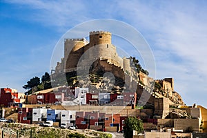 Great view of the historical Alcabaza de AlmerÃ­a, a fortified complex construction of the defensive citadel, in Almeria,