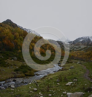 Great view in mountains autumn landscape