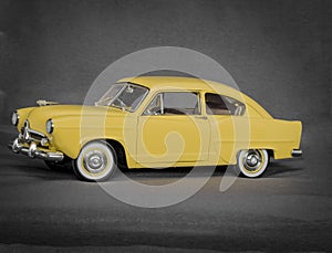 Great view of old vintage retro classic car model isolated on grey background