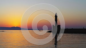 Great view panorama of the city of Thira on the island of Santorini Greece during a beautiful sunrise