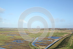 Great view from Plompe Toren in Koudekerke near the coast of the North Sea in the Netherlands