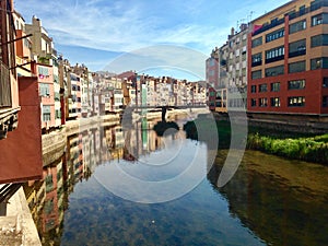 Great View of Rio Onyar in Girona, Catalonia, Spain photo