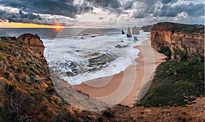 Great view at the rocks of the twelve apostels along the Great Ocean Road in south Australia