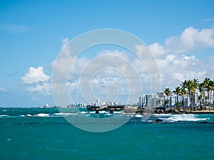 Great view of the sea on a beautiful windy day at Condado beach, San Juan, Puerto Rico