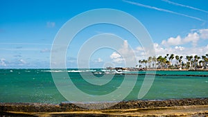 Great view of the sea on a beautiful windy day at Condado beach, San Juan, Puerto Rico