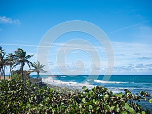 Great view of the sea on a beautiful windy day at Condado beach, San Juan, Puerto Rico