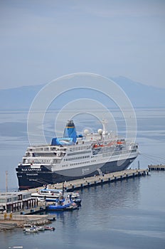 Great views from Bodrum, cruise ship approaching Bodrum port