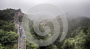 The Great Wall Badaling section with clouds and mist, Beijing, China