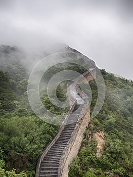 The Great Wall Badaling section with clouds and mist, Beijing, China