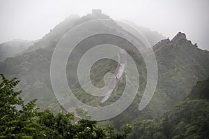 The Great Wall Badaling section with clouds and mist, Beijing, China