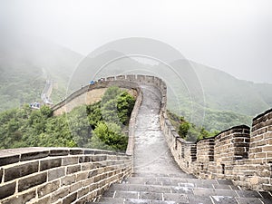 The Great Wall Badaling section with clouds and mist, Beijing, China