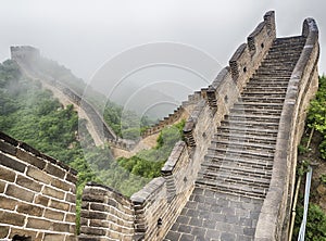 The Great Wall Badaling section with clouds and mist, Beijing, China