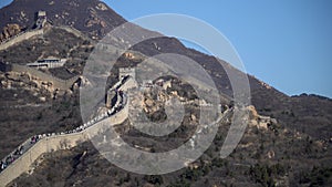 Great Wall of China Badaling in Winter Zooming Out